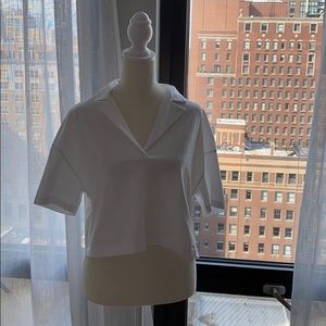 White Collard Crop Shirt